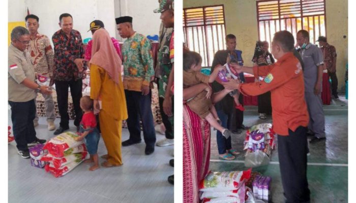 Kadis Kominfo dan Kadis Sosial Membagikan Bansos Anak Beresiko Stunting di Kecamatan Paleleh dan Paleleh Barat