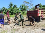 Satgas TMMD 118 Kodim 1305/BT Terus kerahkan Dump Truck kerjakan penimbunan jalan