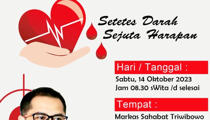 Memperingati HUTDA Buol Ke-24 Sahabat Triwibowo Akan Gelar Donor Darah Masal di Markas Besar Pemenangan
