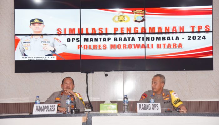 Mantapkan pengamanan di TPS. Polres Morowali Utara gelar pembekalan dan simulasi pengamanan TPS