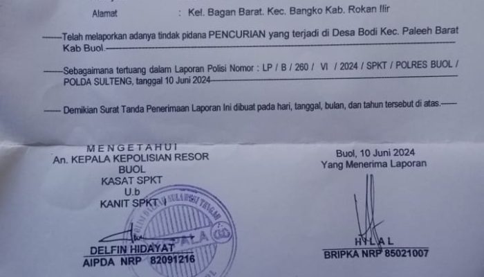 Kasus Pencurian Plat Besi di Desa Bodi, Pihak Polres Lambat Penanganannya