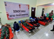 Sinergitas TNI-Polri, Korem 132/Tdl Dukung Donor Darah Peringatan HUT Brimob ke-79