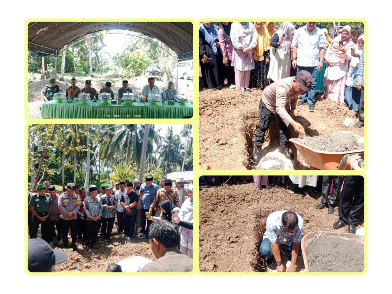 Kapolsek Dampal Selatan AKP Haspudin Abd Azis hadiri peletakan batu pertama bedah rumah warga yang jadi program kemenag kabupaten Tolitoli “Kapolsek Dampal Selatan ikut hadir saat peletakan Batu Pertama program bedah rumah dalam rangka Hari Amal Bhakti Kementerian Agama RI ke 80 yang pembangunanya selesai di perkirakan januari 2026,di ketahui tanggal 3 januari pertama kali kemenag berkiprah di republik ini tepatnya 3 Januari 1946, Kemenag RI pertama kali dibentuk.