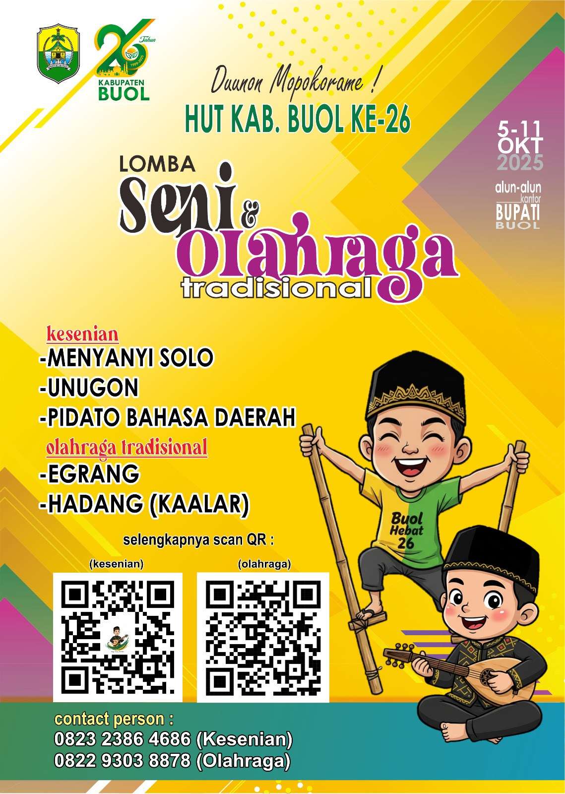 Pemda Buol, Gelar Lomba Seni dan Olahraga Tradisional Meriahkan HUTDA ke-26,