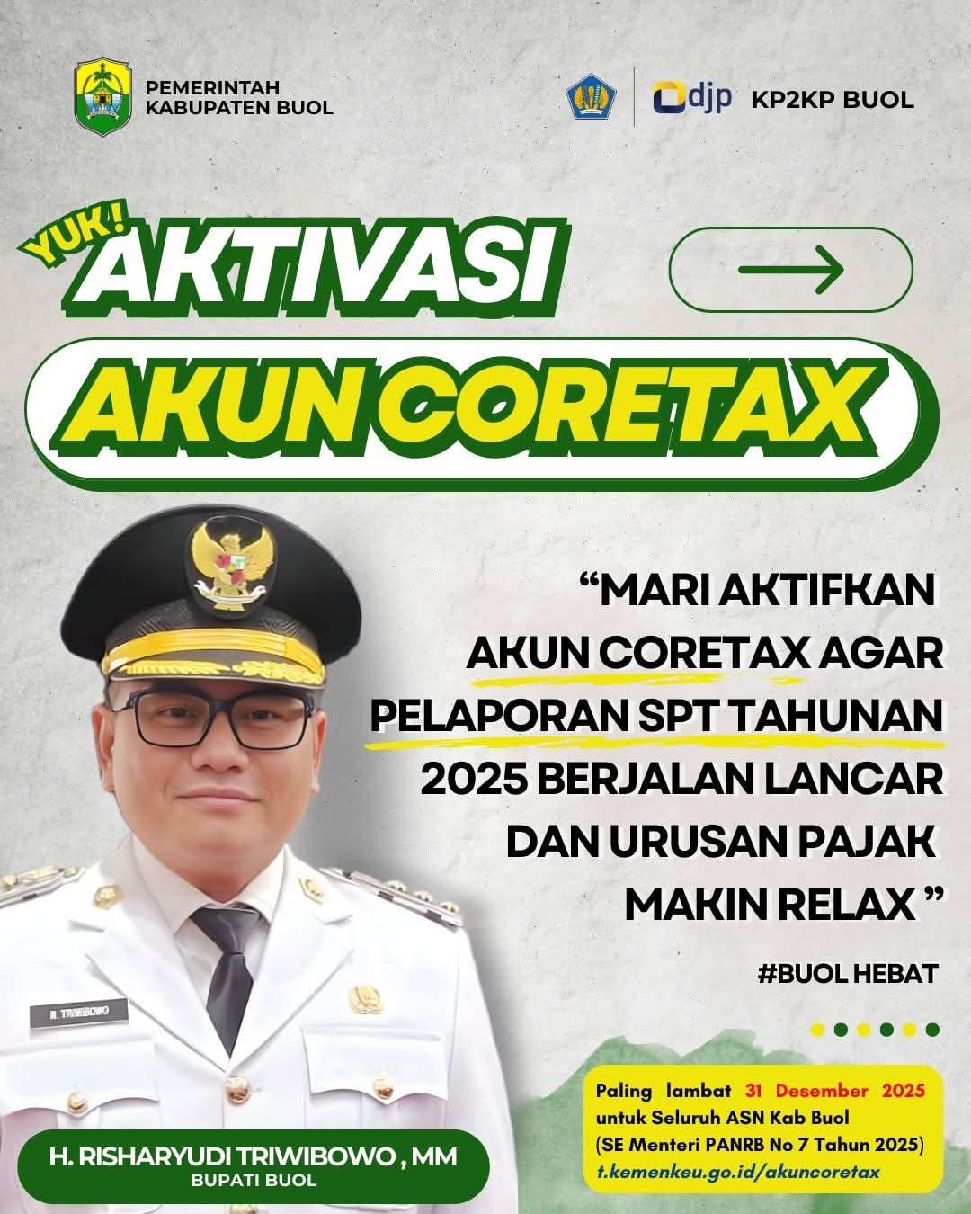Pemerintah Kabupaten Buol Ajak ASN Segera Aktivasi Akun Coretax