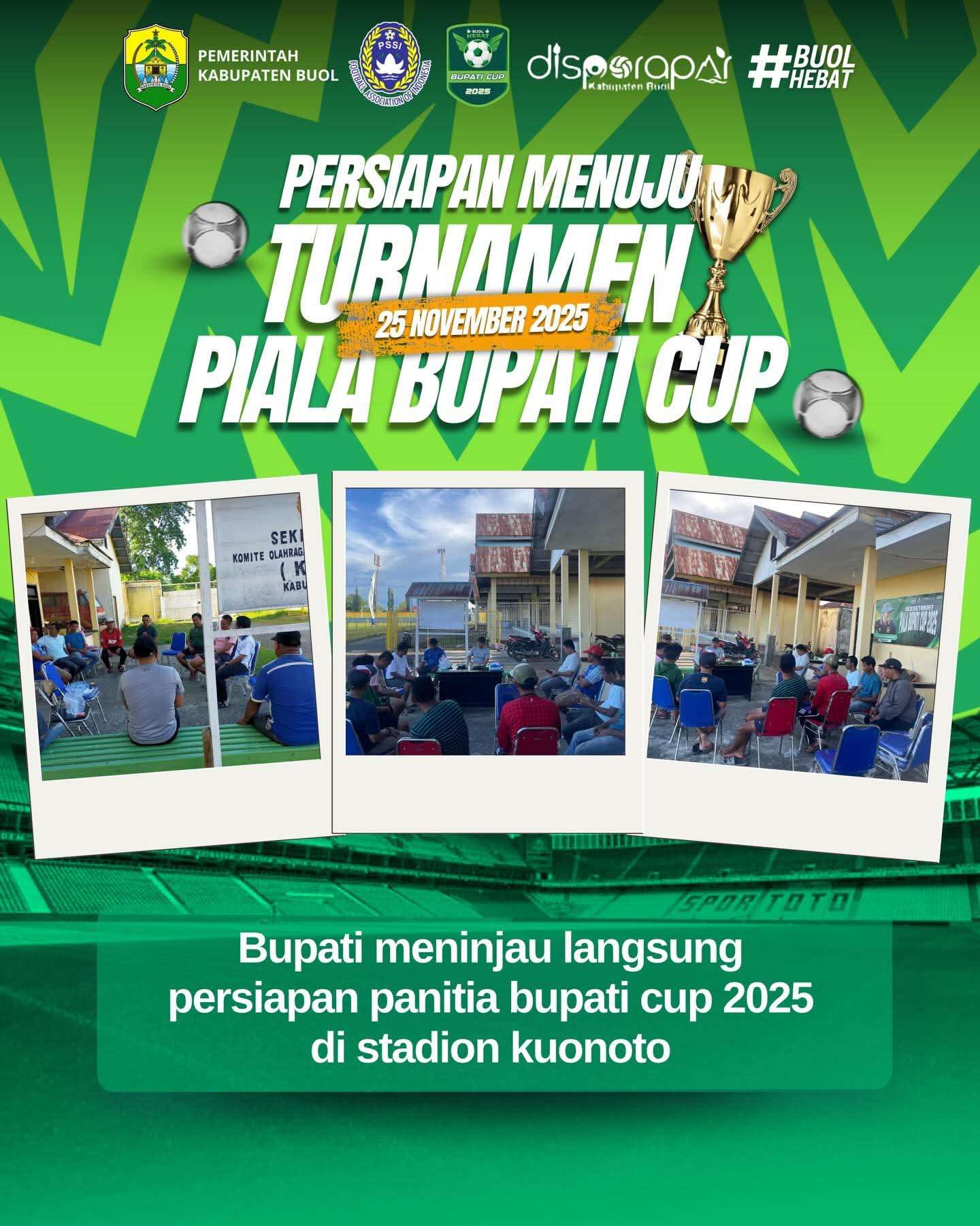 H-2 Menuju Piala Bupati Cup 2025, Bupati Buol Tinjau Kesiapan Panitia di Stadion Kuonoto