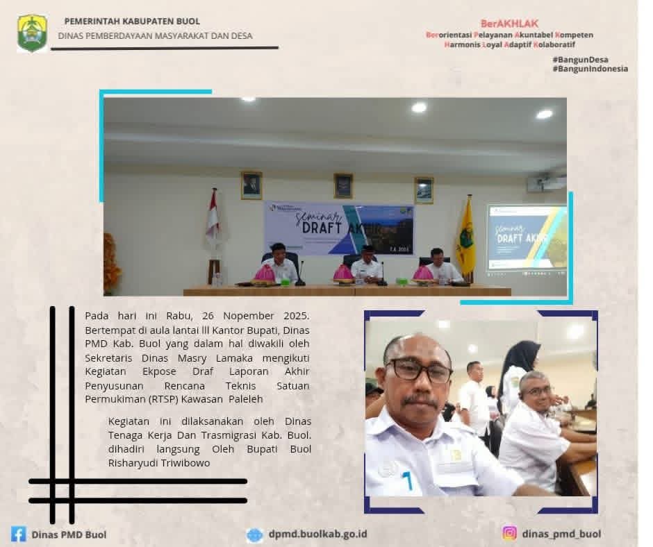 Ekspose Draf Laporan Akhir RTSP Kawasan Paleleh Digelar, Bupati Buol Hadiri Langsung