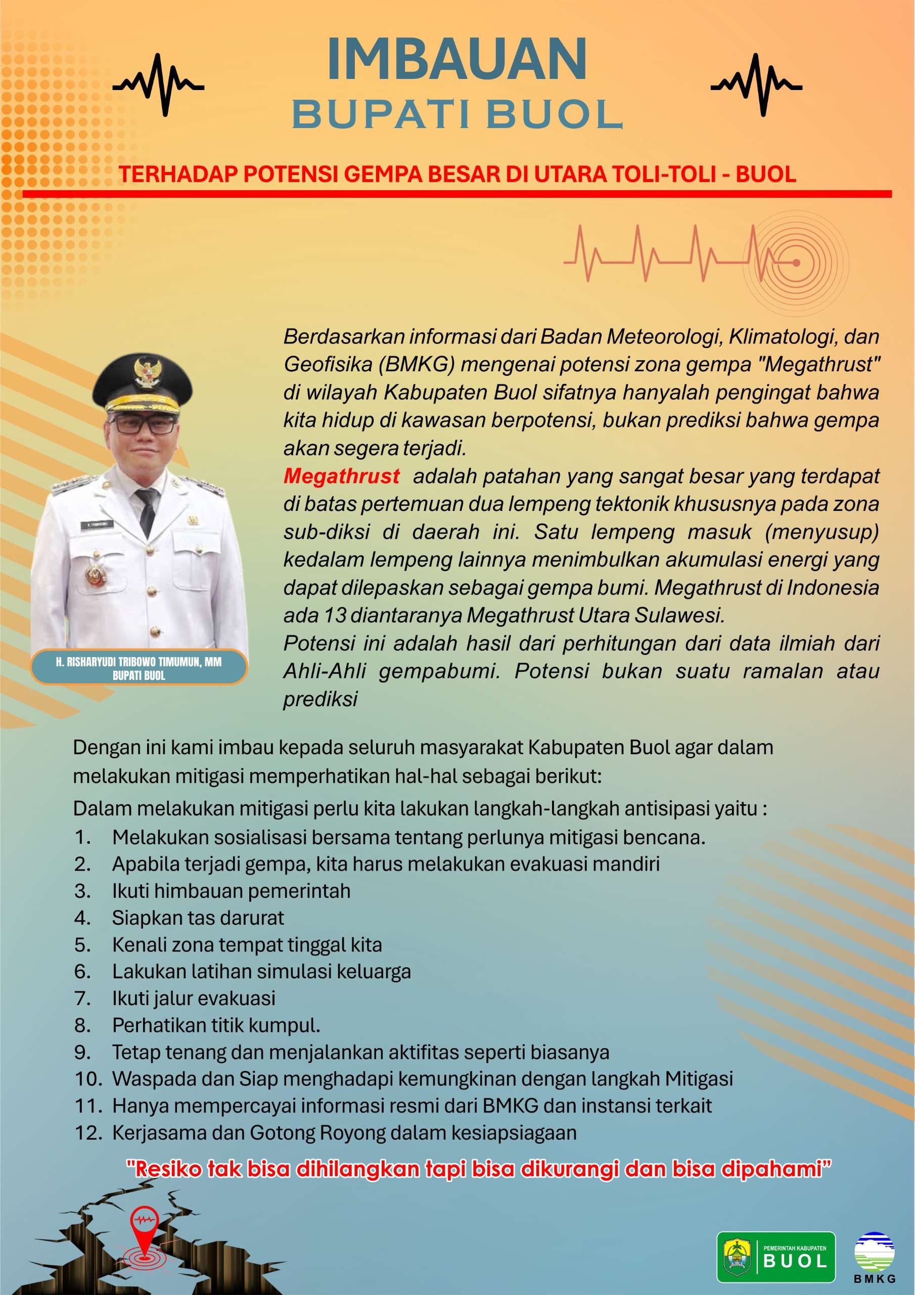 Bupati Buol Sampaikan Imbauan Resmi Terkait Potensi Gempa Megathrust di Wilayah Utara Toli-Toli – Buol