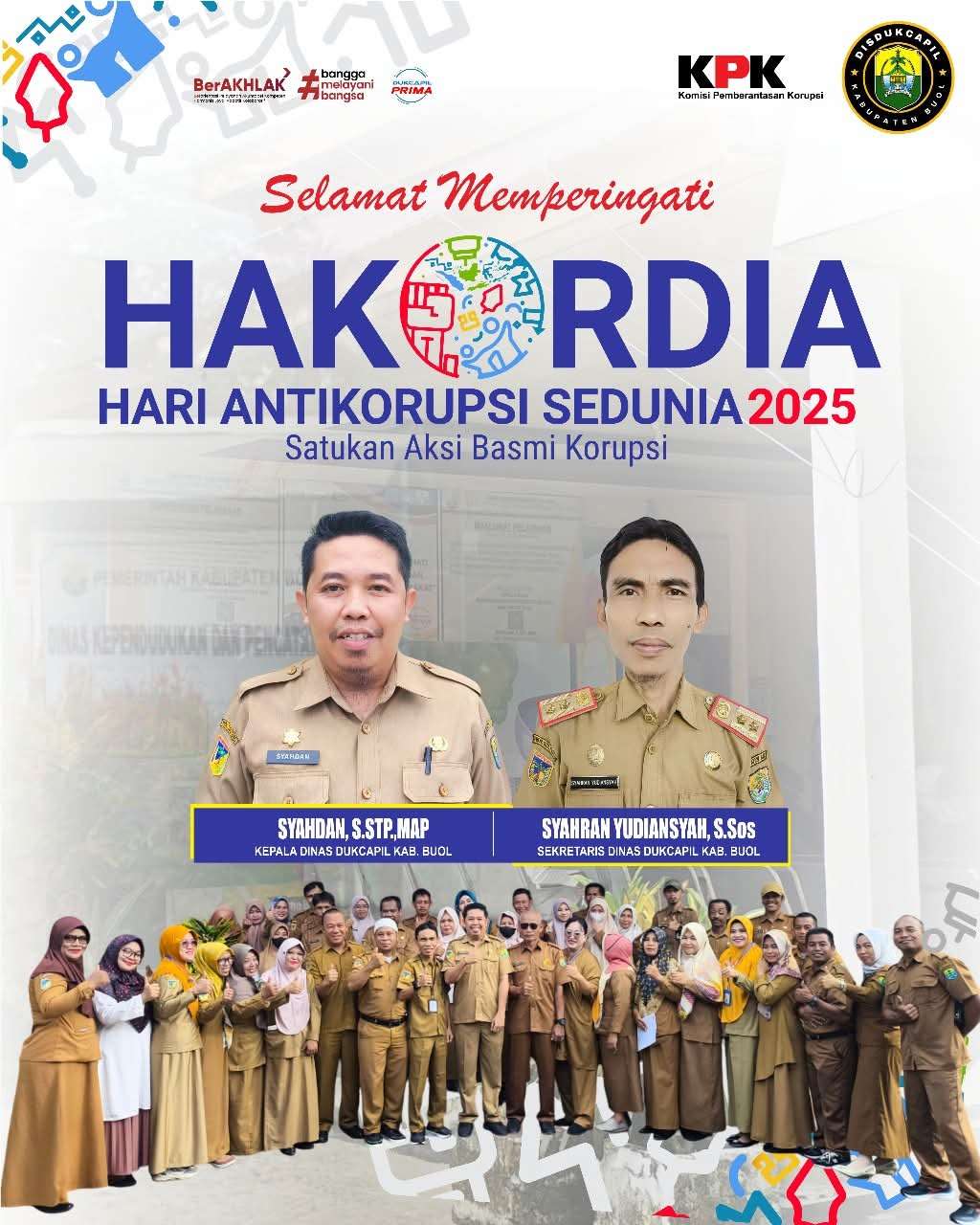 Dukcapil Buol Teguhkan Komitmen Pelayanan Bersih di Momen Hari Antikorupsi Sedunia 2025