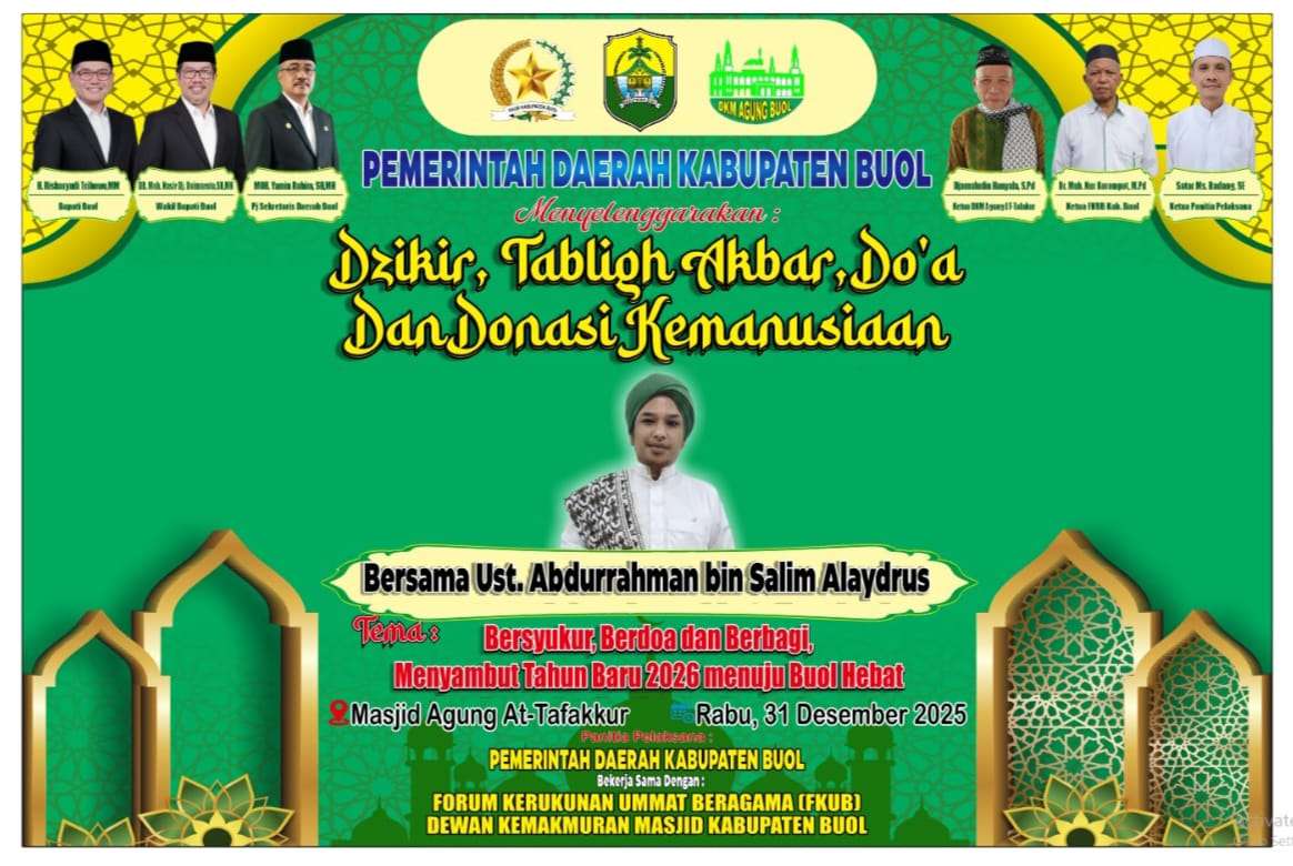 Pemda Buol Gelar Dzikir, Tabligh Akbar, dan Doa Bersama Sambut Tahun Baru 2026