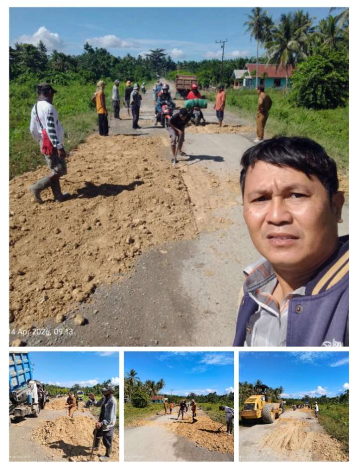 Anggota DPRD Dapil III Bersama Pemdes Unone Lakukan Penimbunan Jalan, Dorong Kolaborasi Perbaikan Infrastruktur