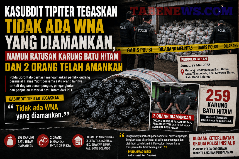 Kasubdit Tipiter tegaskan Tidak Ada WNA yang diamankan, Namun Ratusan Karung Batu Hitam dan 2 Orang Telah diamankan
