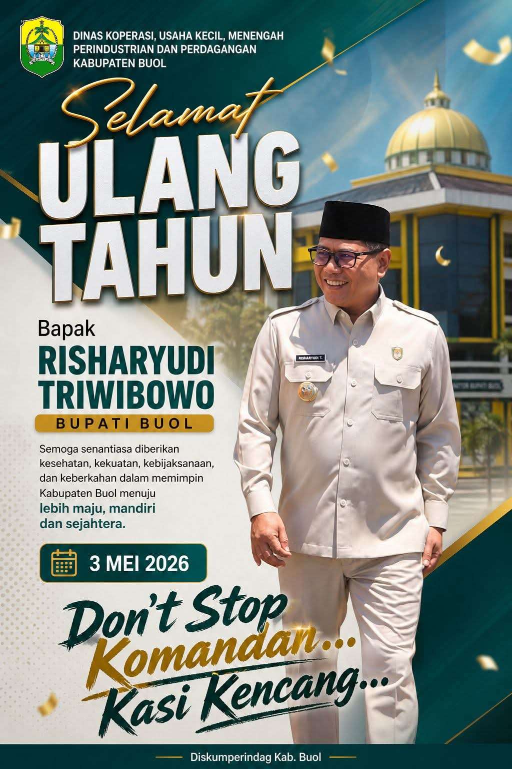 Keluarga Besar Diskumperindag Buol Ucapkan Selamat Ulang Tahun kepada Bupati H. Risharyudi Triwibowo