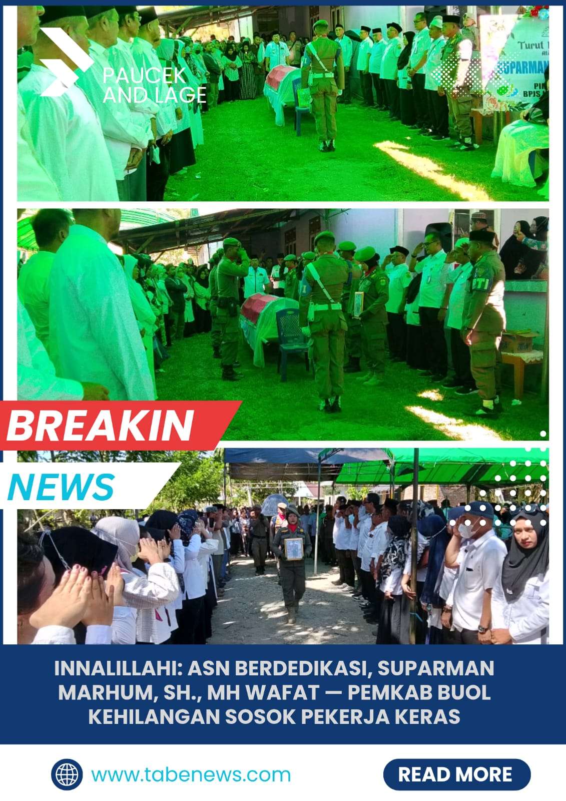 Innalillahi: ASN Berdedikasi, Suparman Marhum, SH.,MH Wafat, Pemkab Buol Kehilangan Sosok Pekerja Keras