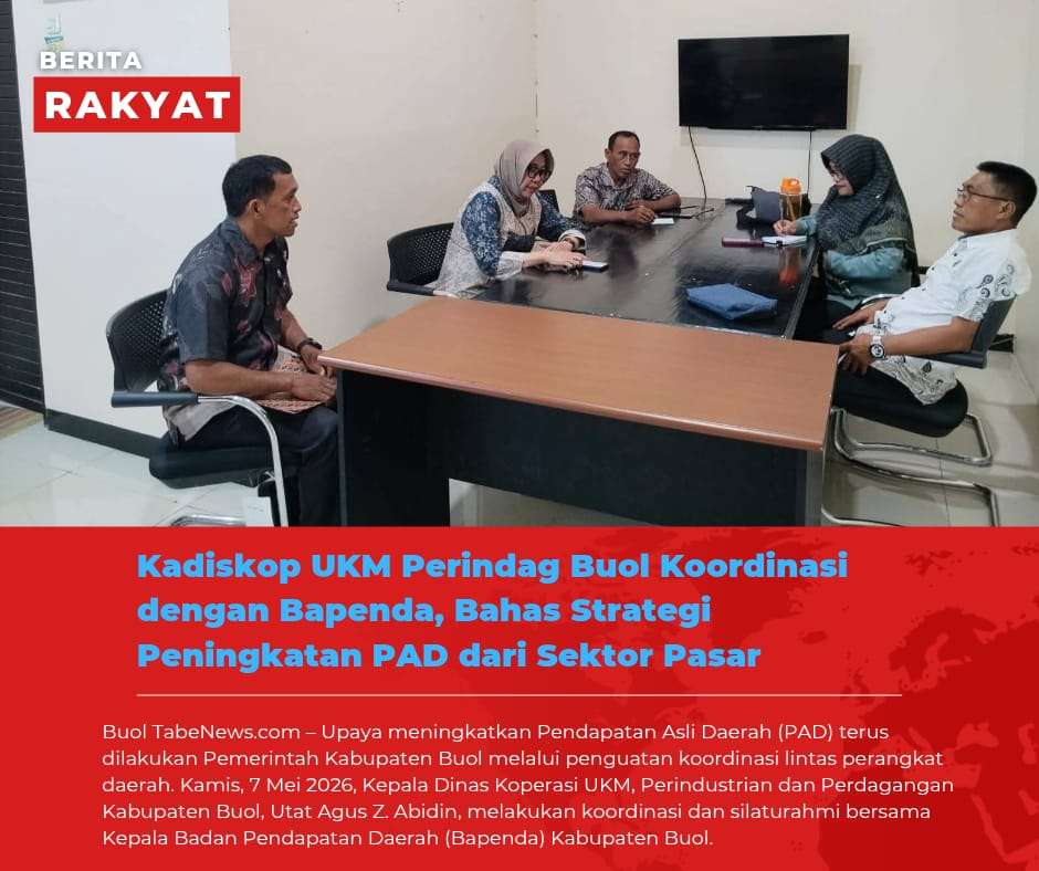 Kadiskop UKM Perindag Buol Koordinasi dengan Bapenda, Bahas Strategi Peningkatan PAD dari Sektor Pasar