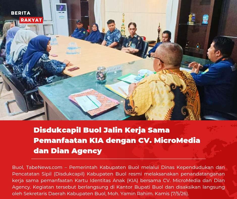 Disdukcapil Buol Jalin Kerja Sama Pemanfaatan KIA dengan CV. MicroMedia dan Dian Agency
