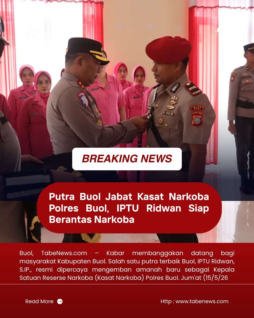 Putra Buol Jabat Kasat Narkoba Polres Buol, IPTU Ridwan Siap Berantas Narkoba