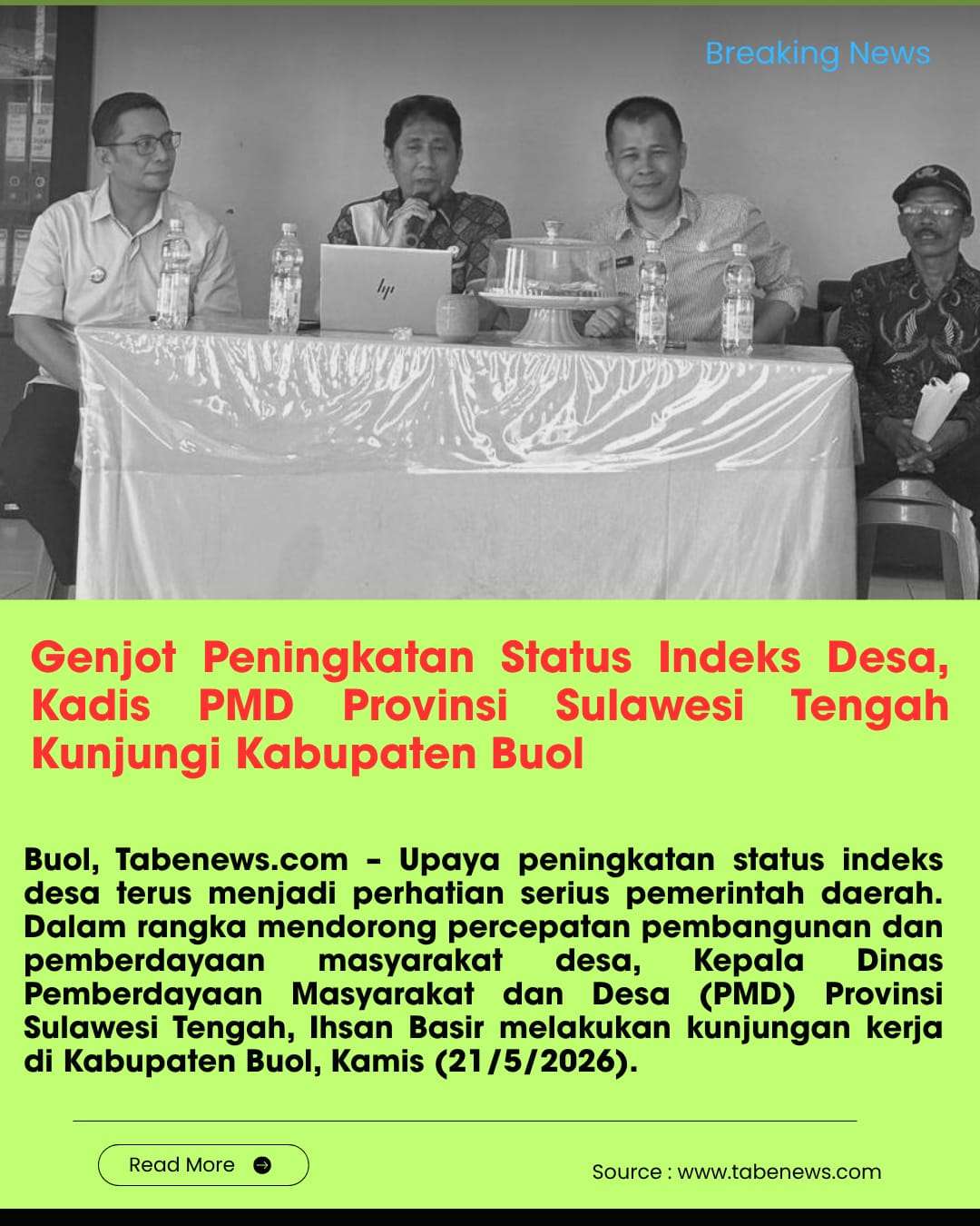 Genjot Peningkatan Status Indeks Desa, Kadis PMD Provinsi Sulawesi Tengah Kunjungi Kabupaten Buol