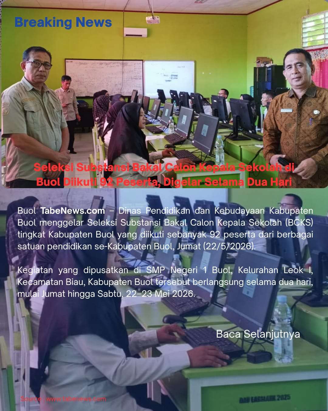 Seleksi Substansi Bakal Calon Kepala Sekolah di Buol Diikuti 92 Peserta, Digelar Selama Dua Hari