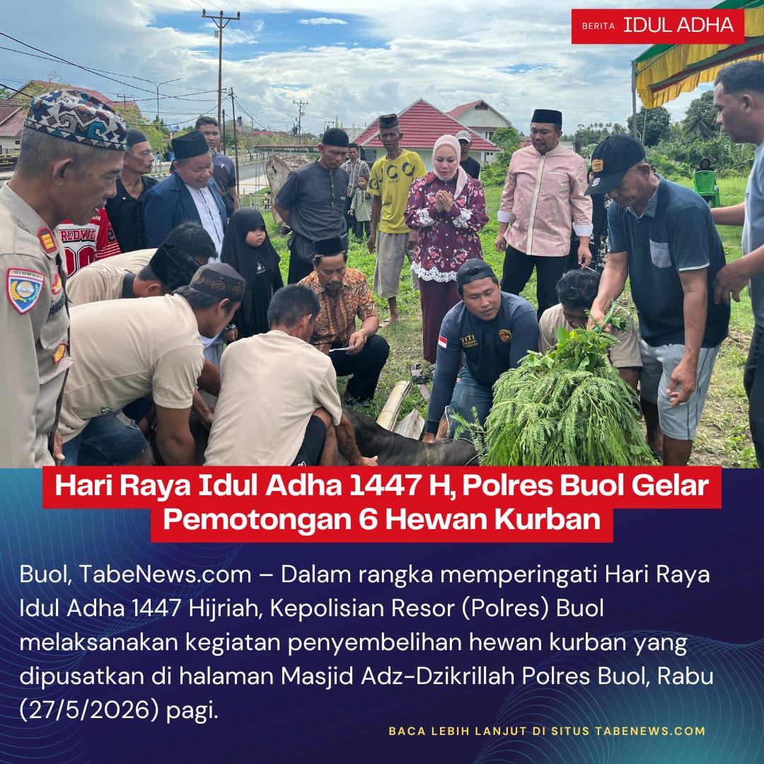 Hari Raya Idul Adha 1447 H, Polres Buol Gelar Pemotongan 6 Hewan Kurban