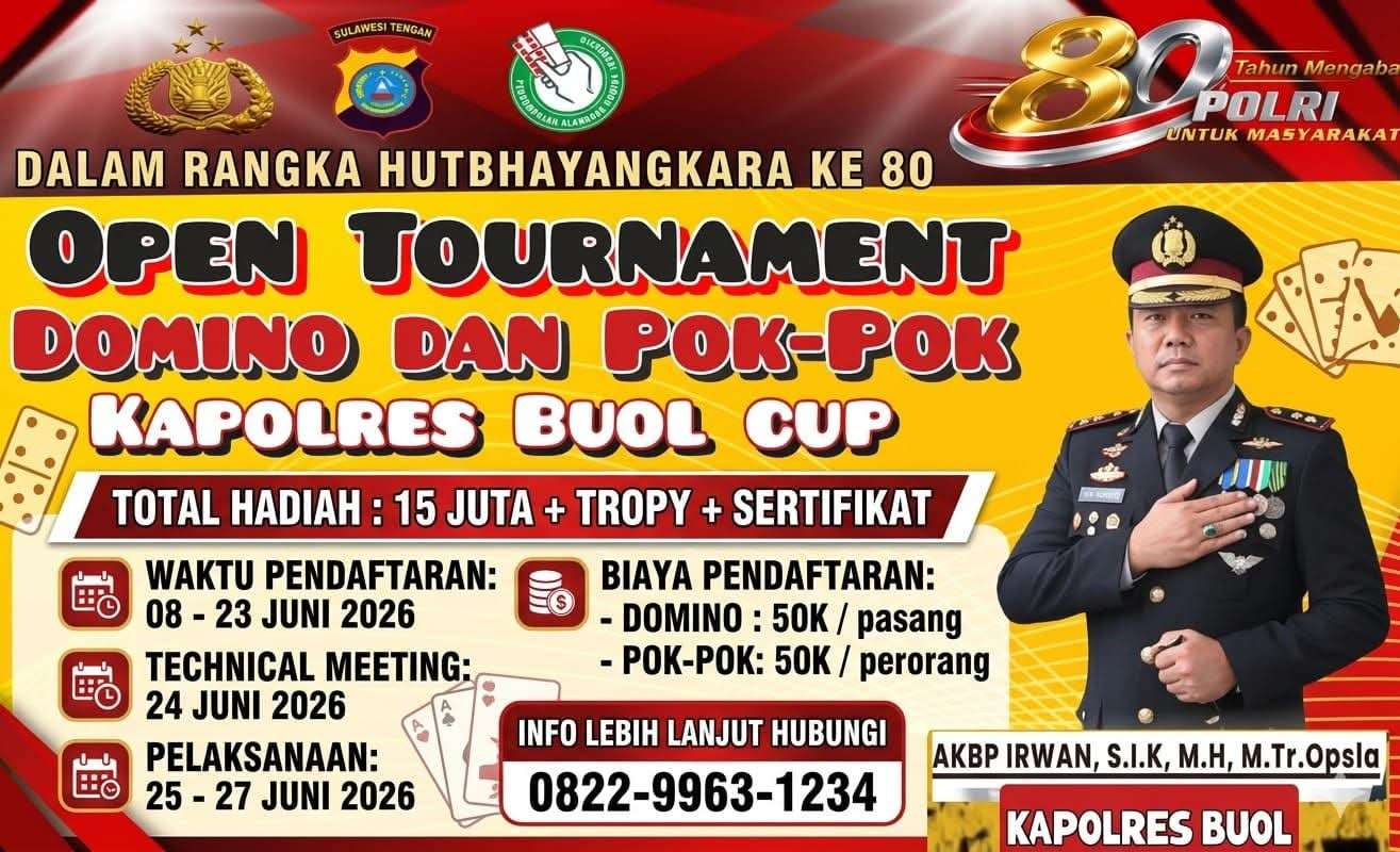 Open Tournament Domino dan Pok-Pok Kapolres Buol Cup Resmi Dibuka, Total Hadiah Rp15 Juta Menanti Para Peserta