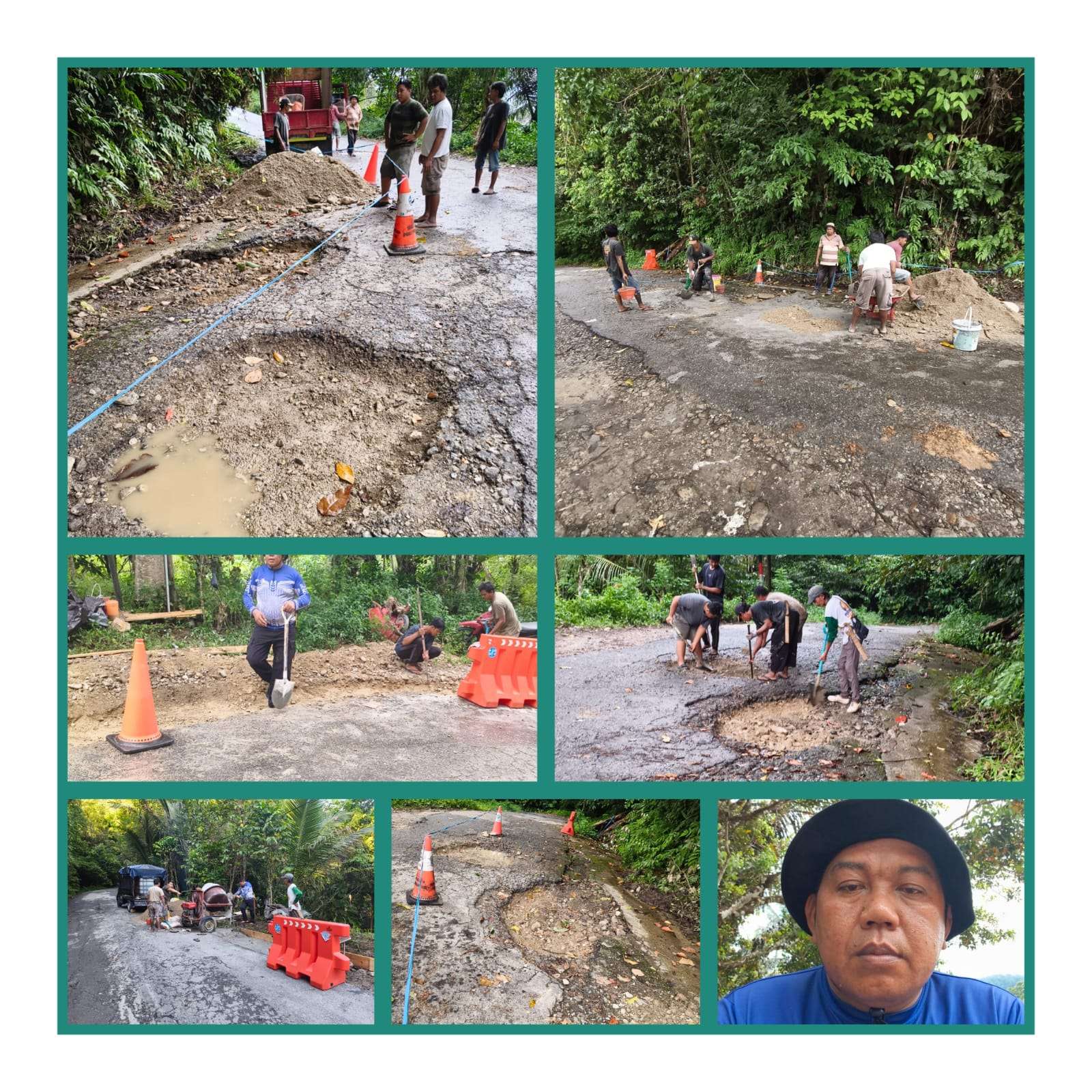 Polantas Polres Tolitoli Tambal Lubang di Ruas Jalan Pasir Putih Puncak Lobonu