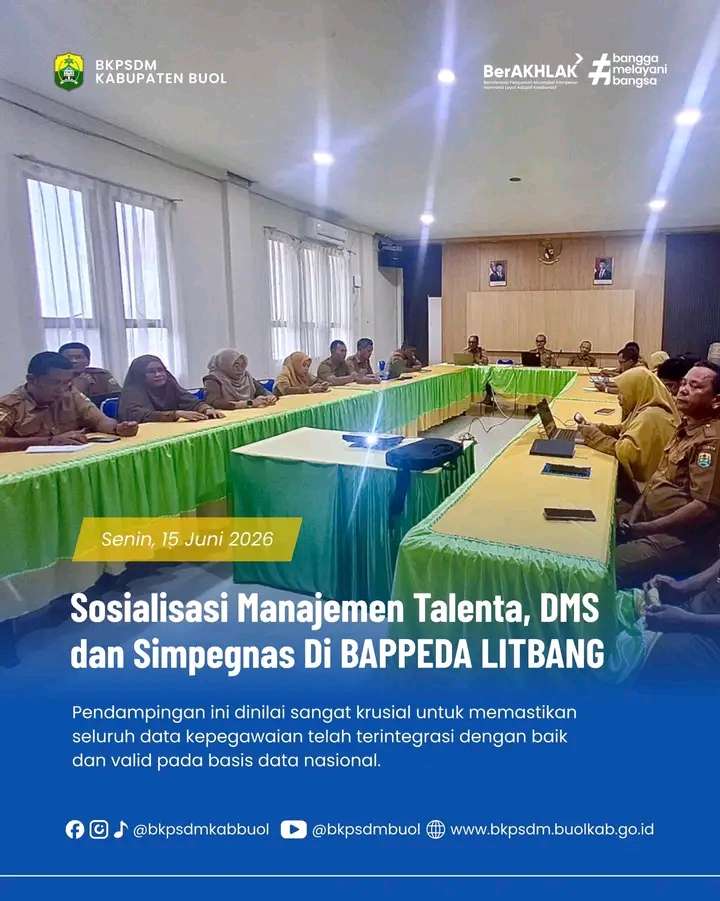 BKPSDM Buol Perkuat Sistem Merit ASN melalui Sosialisasi Manajemen Talenta dan Pendampingan SIMPEGNAS BKN
