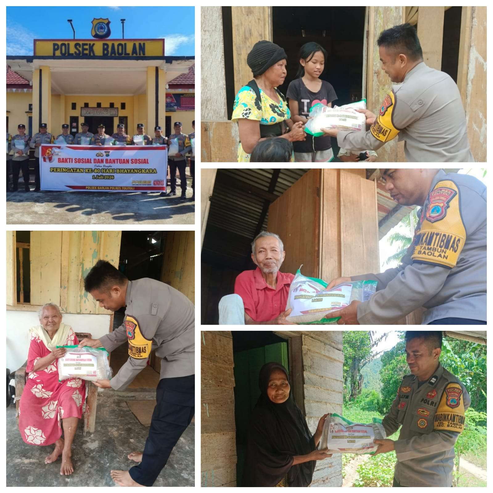 Sambut Hari Bhayangkara ke-80, Polsek Baolan Berbagi Kepedulian kepada Warga Kurang Mampu