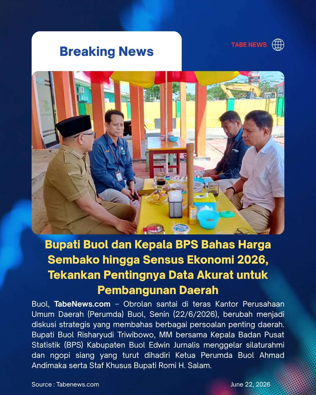 Bupati Buol dan Kepala BPS Bahas Harga Sembako hingga Sensus Ekonomi 2026, Tekankan Pentingnya Data Akurat untuk Pembangunan Daerah