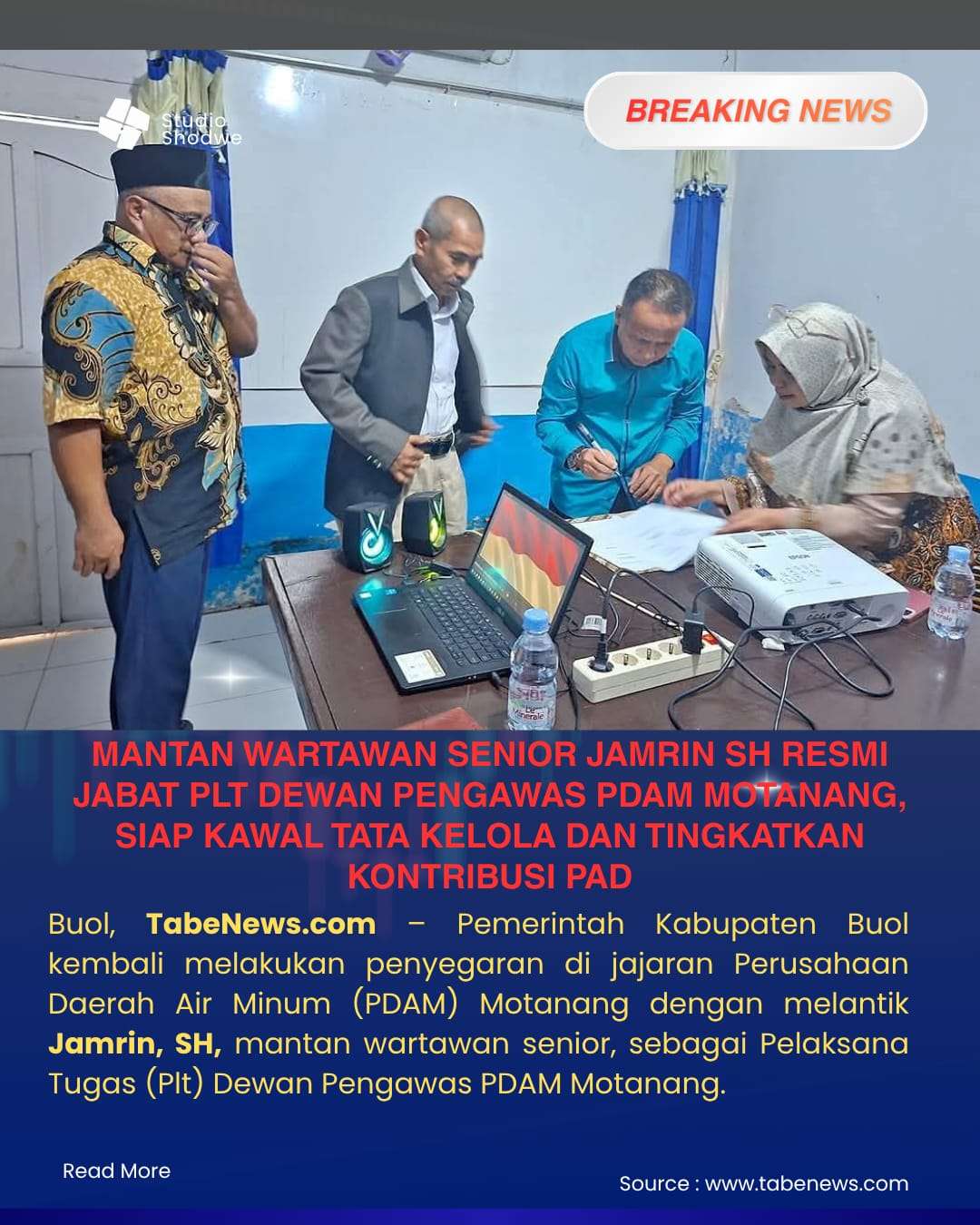 Mantan Wartawan Senior Jamrin SH Resmi Jabat Plt Dewan Pengawas PDAM Motanang, Siap Kawal Tata Kelola dan Tingkatkan Kontribusi PAD