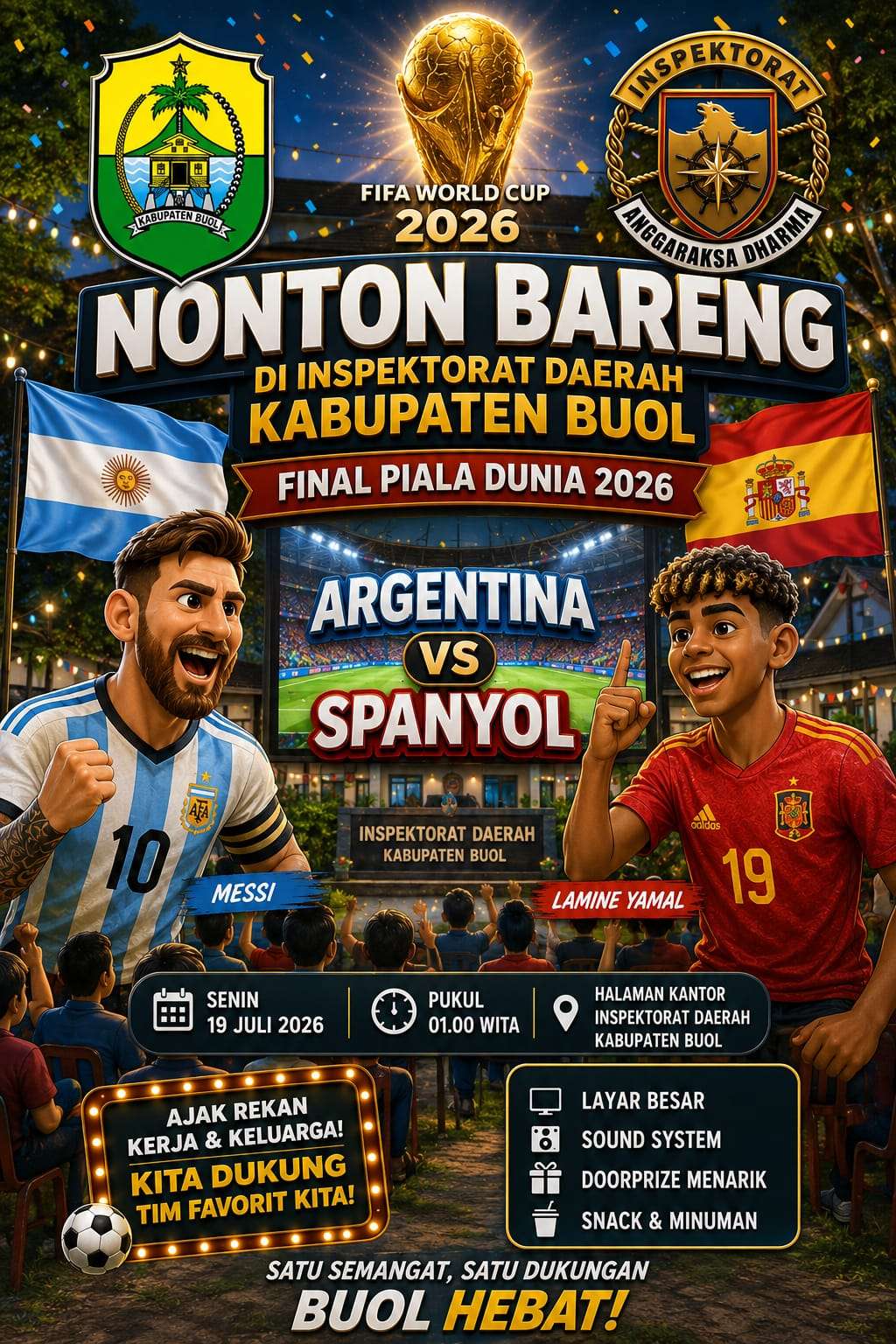Nobar Final Piala Dunia, Inspektorat Buol Tebar Doorprize