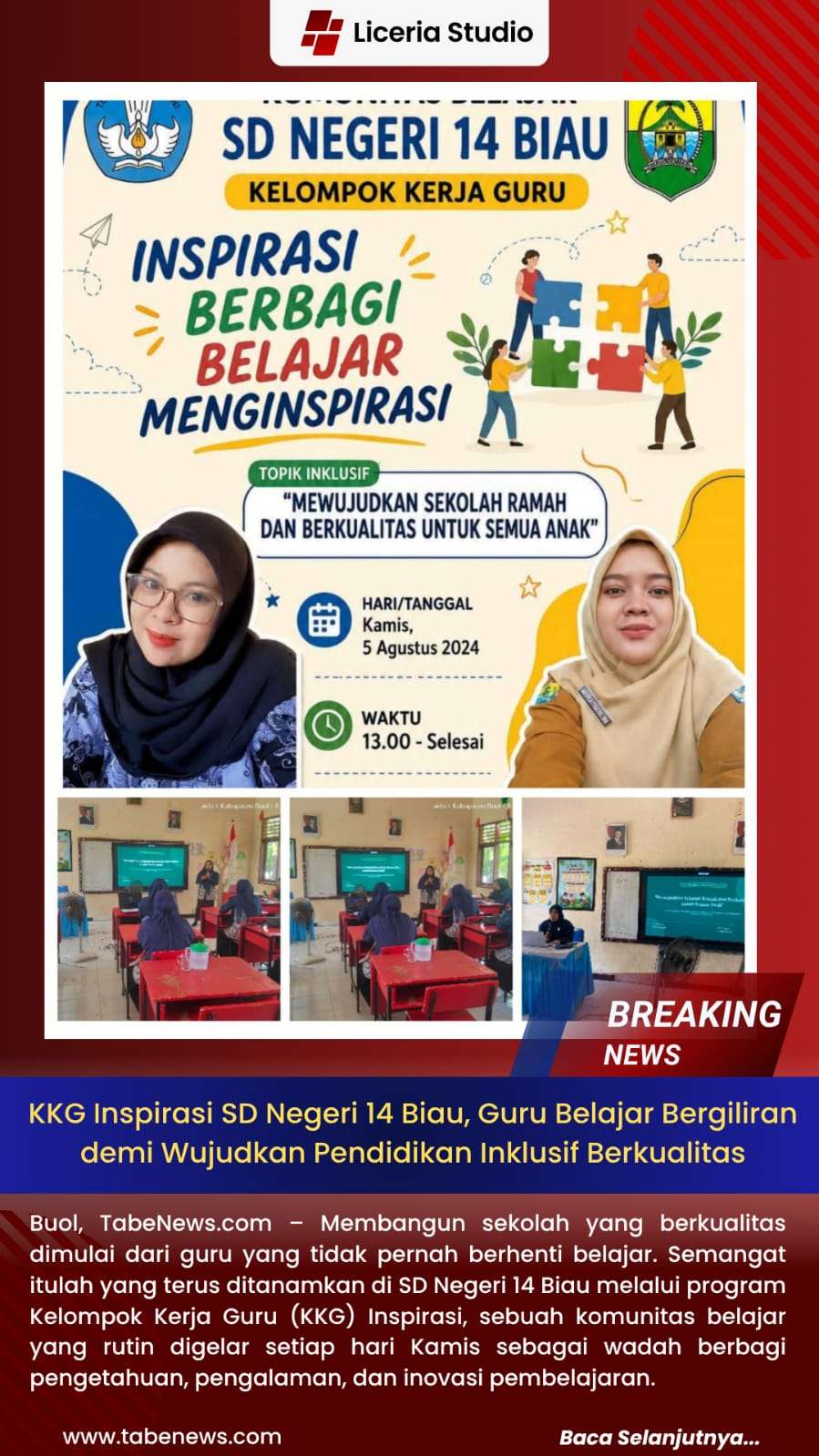 KKG Inspirasi SD Negeri 14 Biau, Guru Belajar Bergiliran demi Wujudkan Pendidikan Inklusif Berkualitas