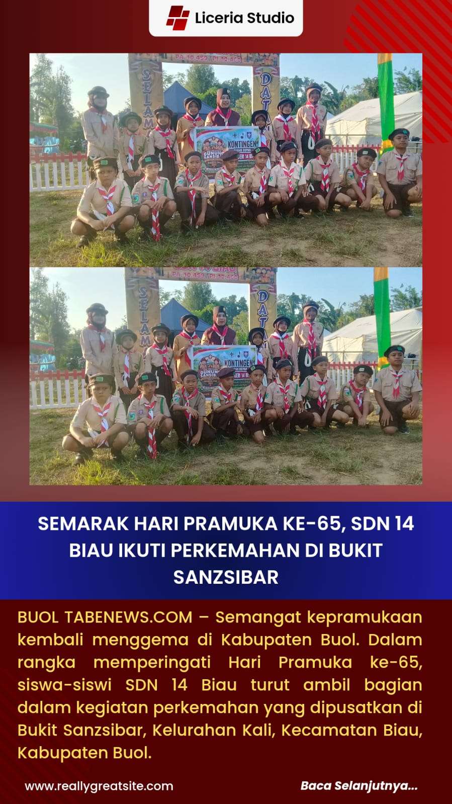 Semarak Hari Pramuka ke-65, SDN 14 Biau Ikuti Perkemahan di Bukit Sanzsibar
