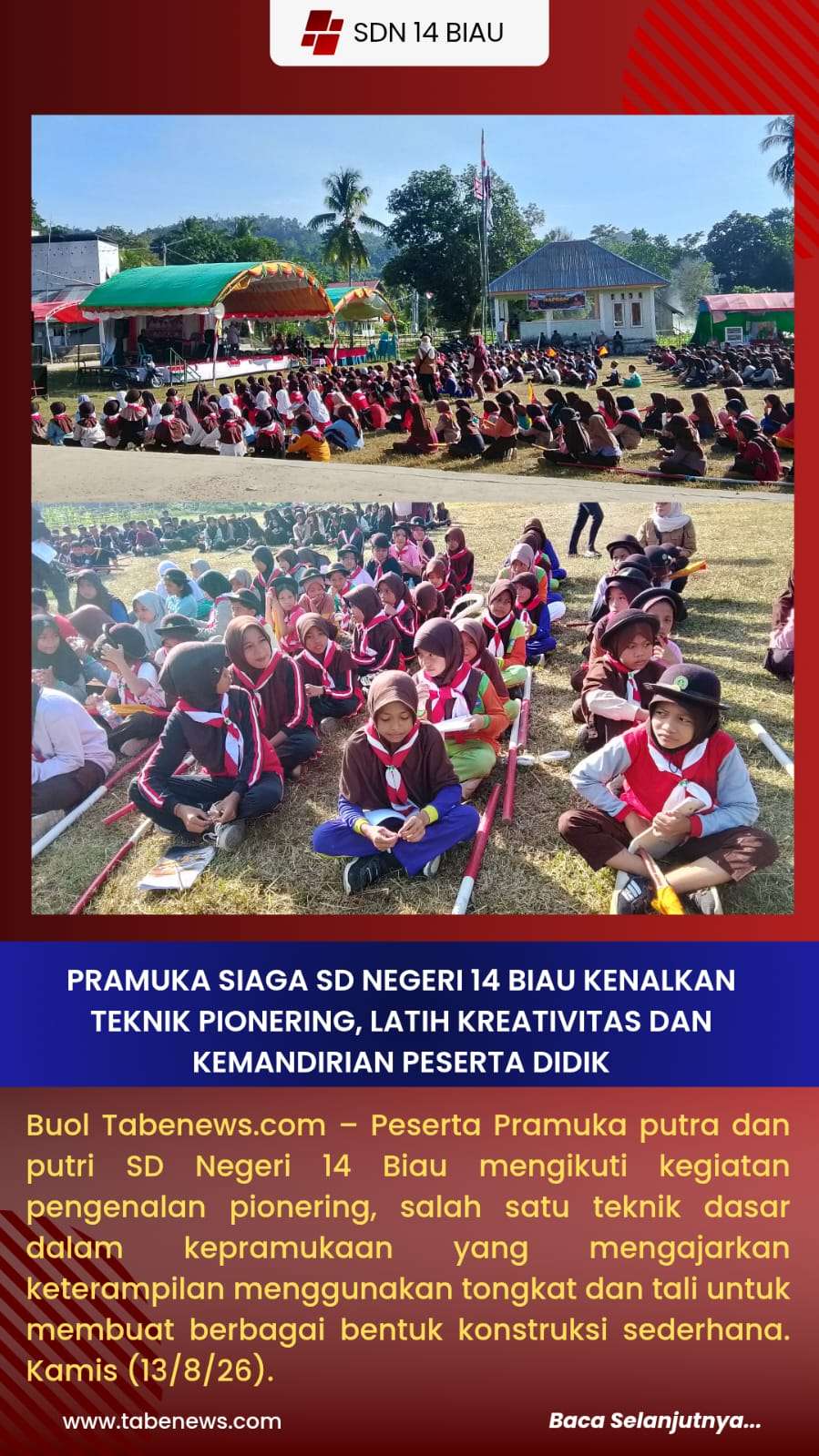 Pramuka Siaga SD Negeri 14 Biau Kenalkan Teknik Pionering, Latih Kreativitas dan Kemandirian Peserta Didik