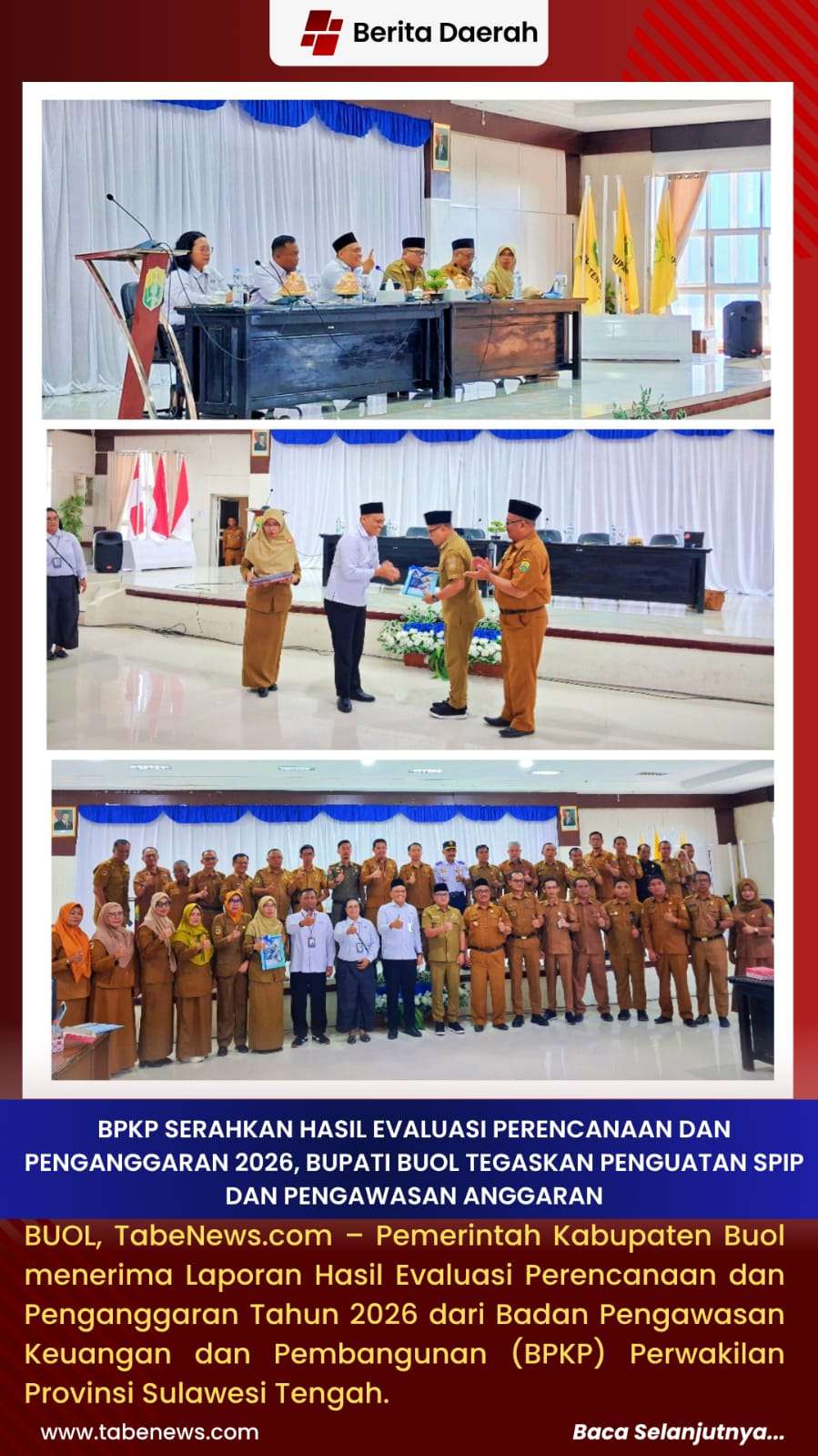 BPKP Serahkan Hasil Evaluasi Perencanaan dan Penganggaran 2026, Bupati Buol Tegaskan Penguatan SPIP dan Pengawasan Anggaran