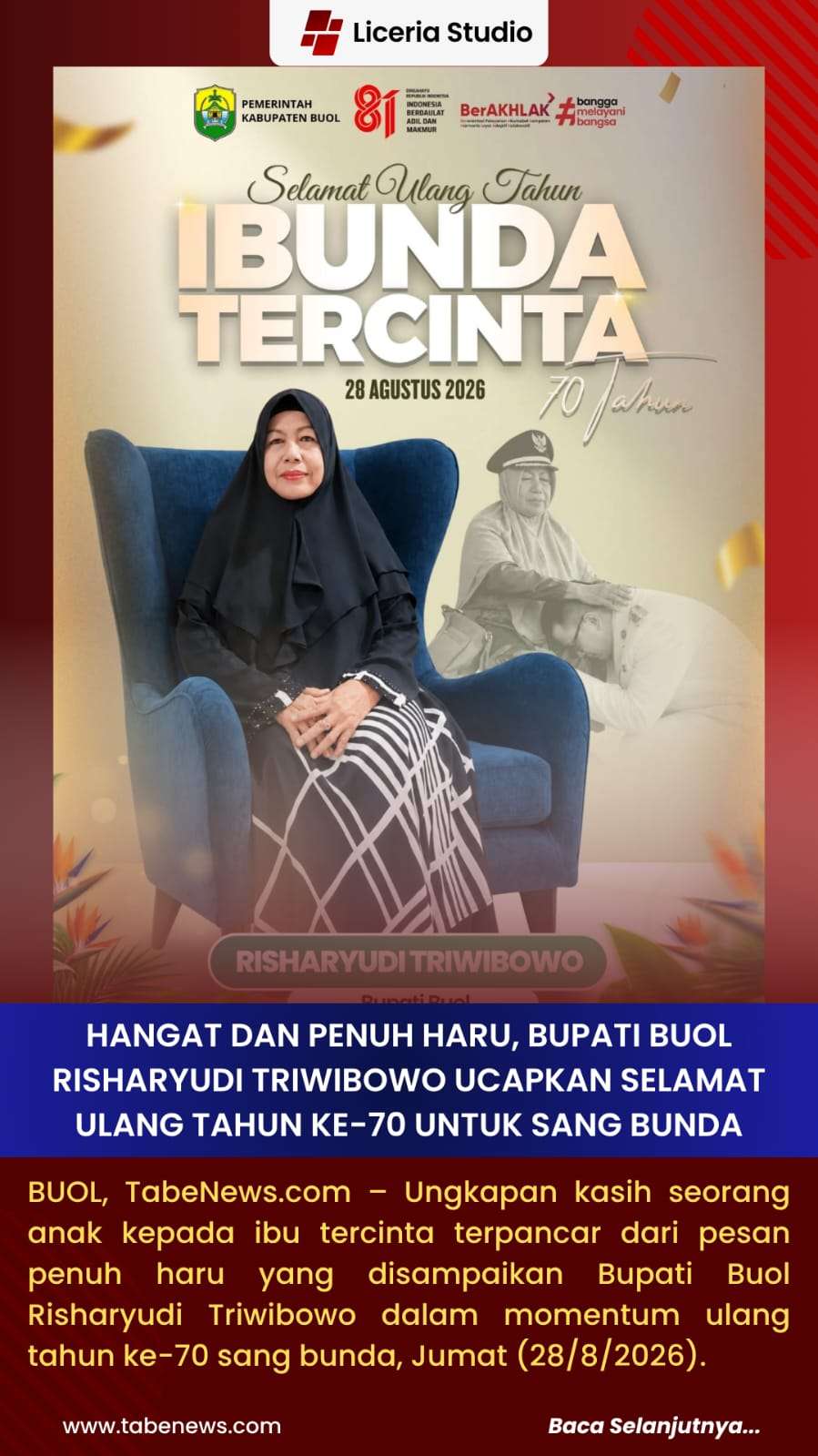 Hangat dan Penuh Haru, Bupati Buol Risharyudi Triwibowo Ucapkan Selamat Ulang Tahun ke-70 untuk Sang Bunda
