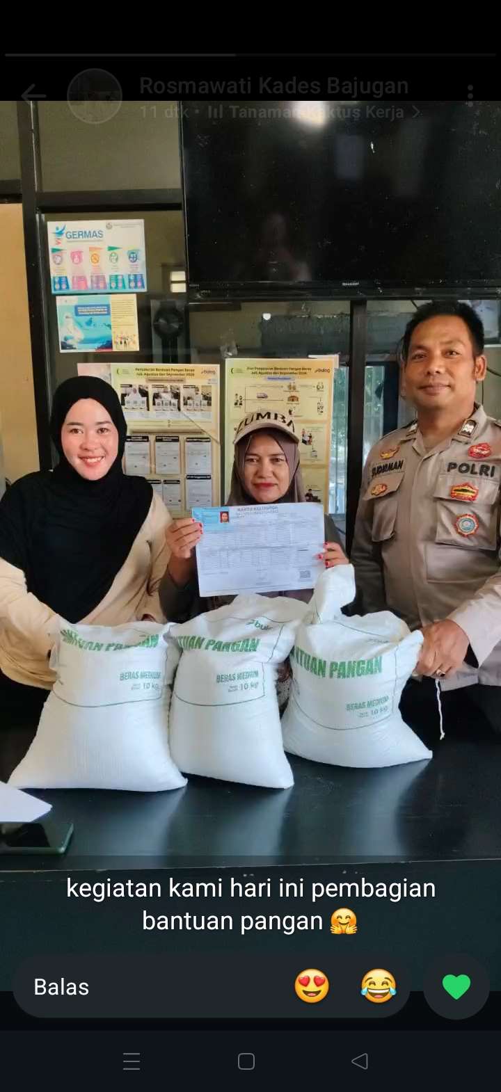 12 Ton Lebih Beras Pangan Disalurkan di Bajugan, 433 KK Terima Bantuan
