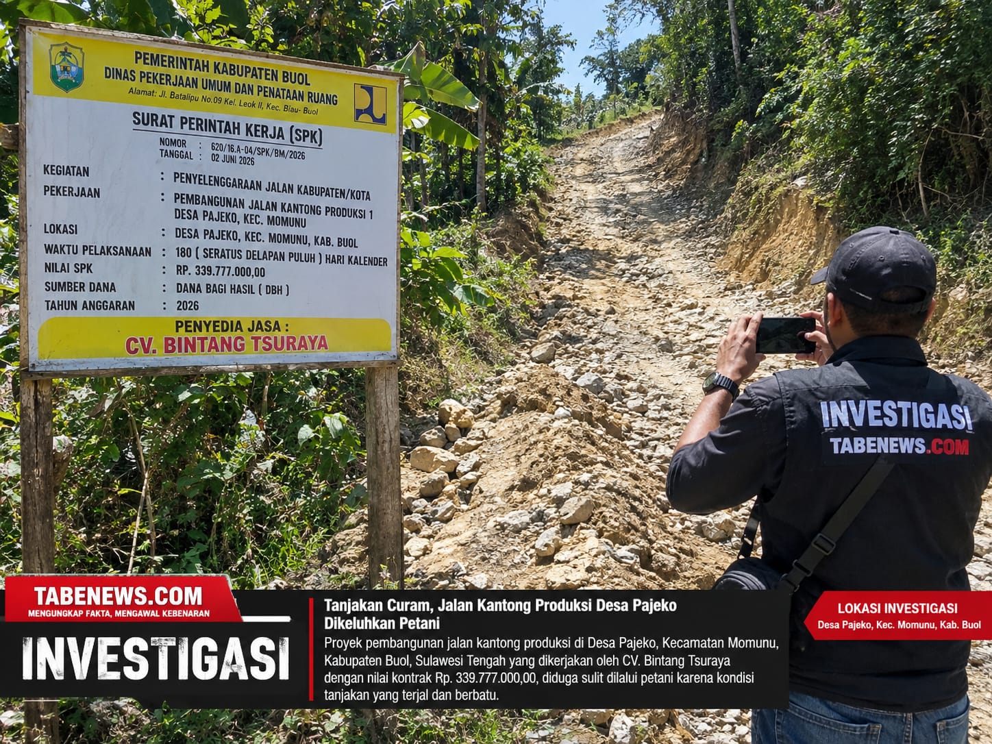 Investigasi: Jalan Kantong Produksi Desa Pajeko Dikeluhkan Petani, Tanjakan Curam Jadi Sorotan