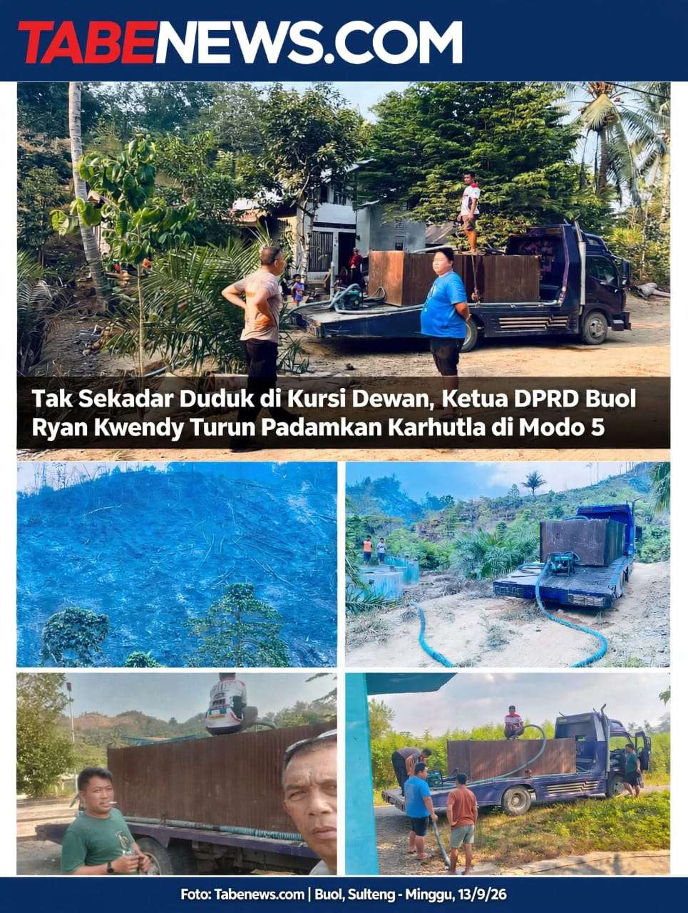 Tak Sekadar Duduk di Kursi Dewan, Ketua DPRD Buol Ryan Kwendy Turun Padamkan Karhutla di Modo 5