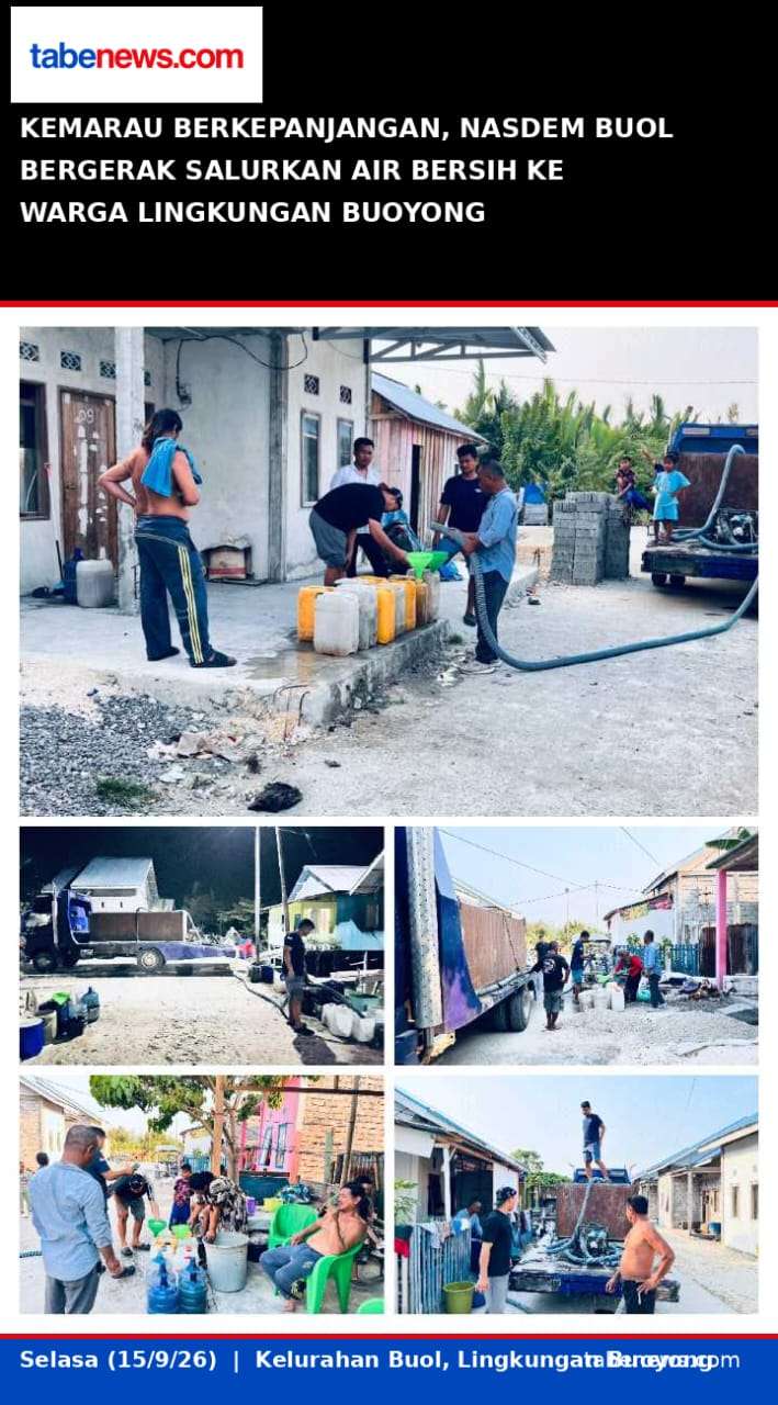 Kemarau Berkepanjangan, NasDem Buol Bergerak Salurkan Air Bersih ke Warga Lingkungan Buoyong