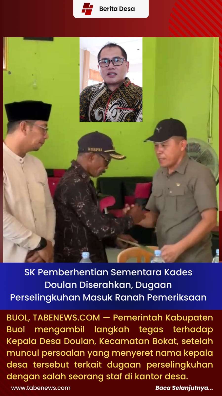 SK Pemberhentian Sementara Kades Doulan Diserahkan, Dugaan Perselingkuhan Masuk Ranah Pemeriksaan