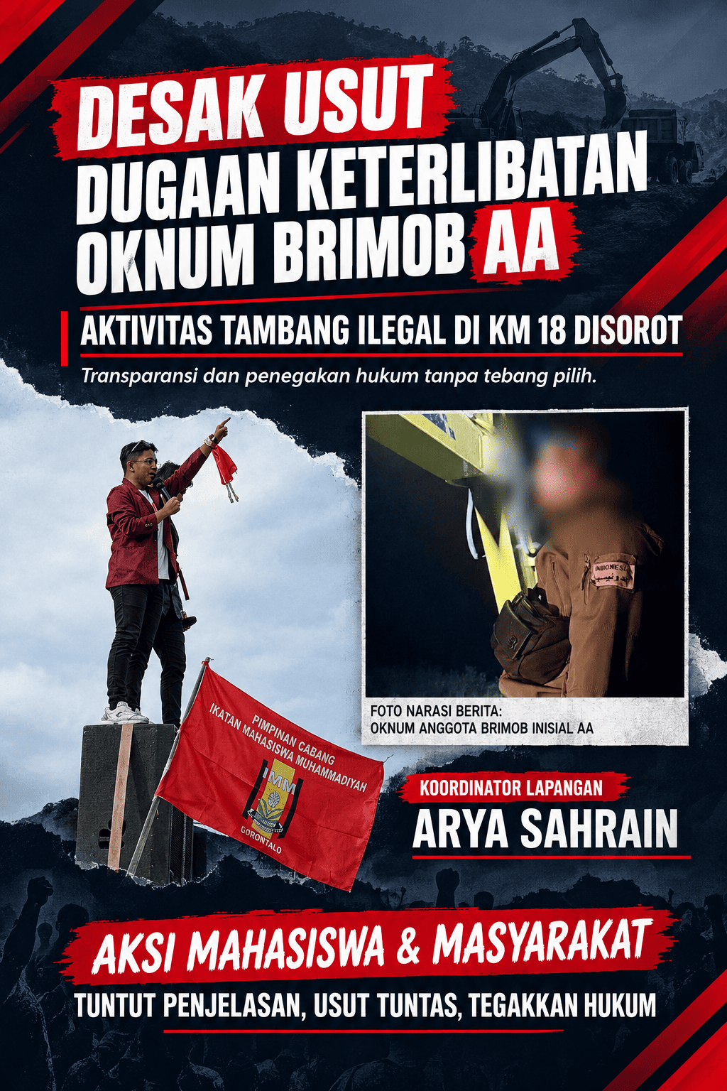 AMPLG Siapkan Aksi Jilid II di Polda Gorontalo, Soroti Dugaan Keterlibatan Oknum Brimob dalam Aktivitas PETI di Molosipat